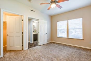 Ceiling fans in the primary bedrooms at harvest park apartments